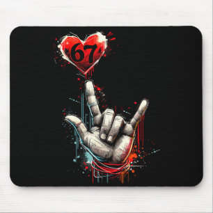 Six Seven 6 7 I Love You Hand Sign Asl Heart Kids  Mouse Pad