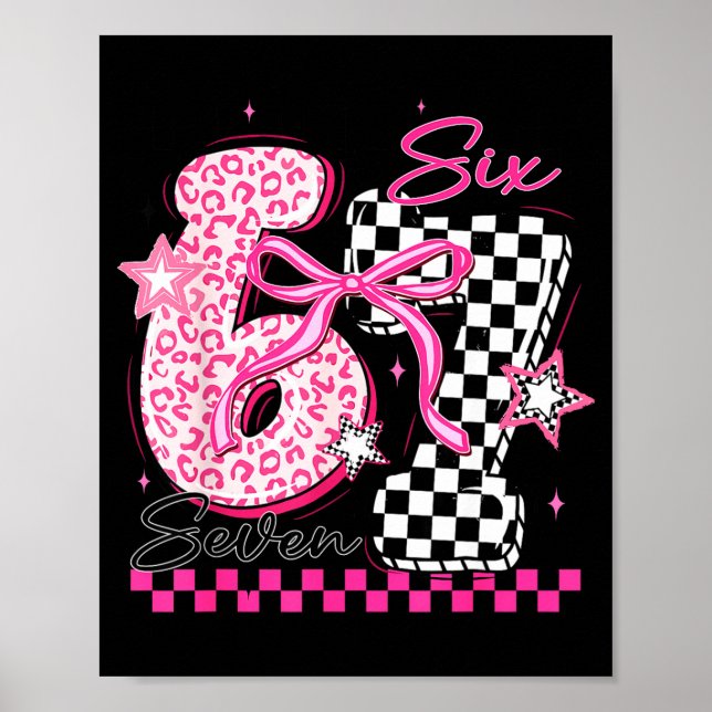 Six Seven 6 7 Leopard Checkered 67 Meme Teacher Wo Poster (Front)