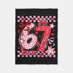 Six Seven 6 7 Meme 67 Bow Valentines Day Girlsteen Fleece Blanket