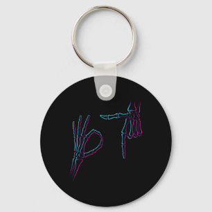 Six Seven 6 7 Meme 67 Skeleton Hand Halloween Cost Key Ring