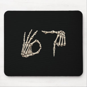 Six Seven 6 7 Meme 67 Skeleton Hand Halloween Cost Mouse Pad