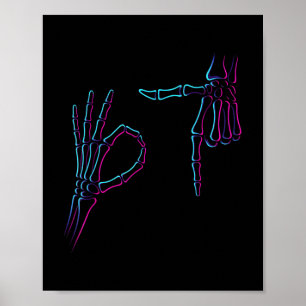 Six Seven 6 7 Meme 67 Skeleton Hand Halloween Cost Poster