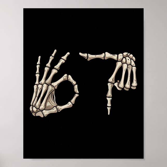 Six Seven 6 7 Meme 67 Skeleton Hand Halloween Cost Poster (Front)