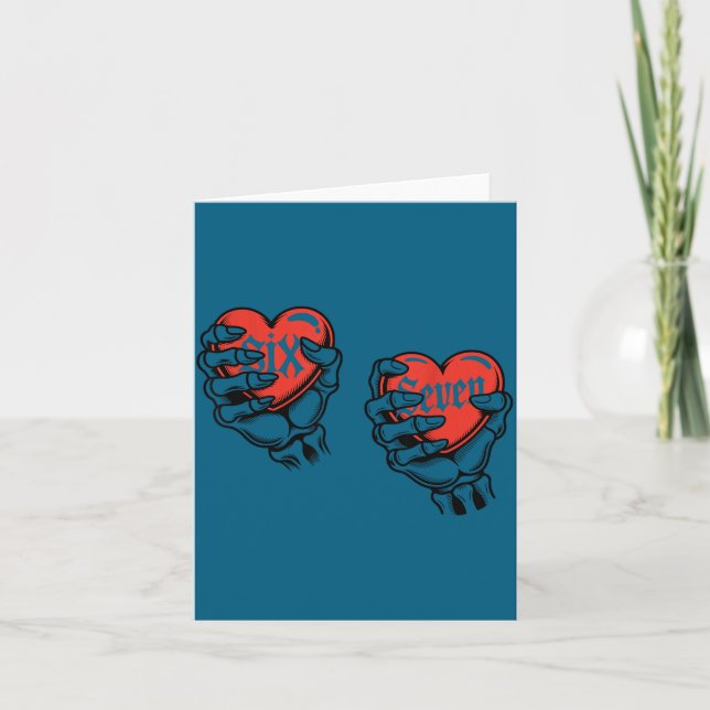 Six Seven 6 7 Meme 67 Skeleton Hand Valentine Cost Card (Front)