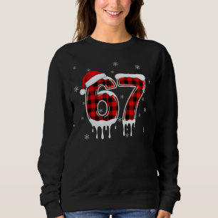 Six Seven 6 7 Meme Chequered Design with Santa Hat Sweatshirt