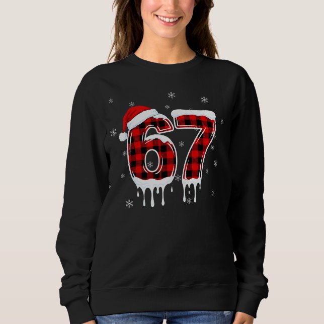 Six Seven 6 7 Meme Chequered Design with Santa Hat Sweatshirt (Front)