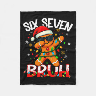 Six Seven 6 7 Meme Dabbing Gingerbread Man Christm Fleece Blanket