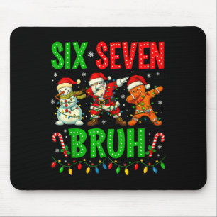 Six Seven 6 7 Meme Dabbing Santa Gingerbread Chris Mouse Pad