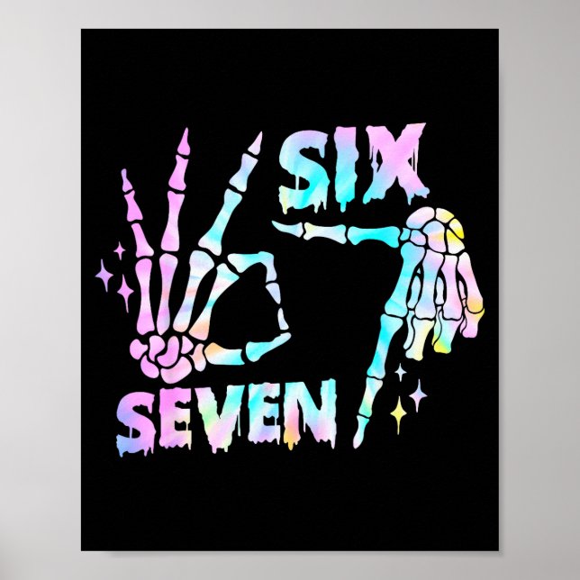 Six Seven 6 7 Meme Funny Skeleton Hands Sign Let's (Front)