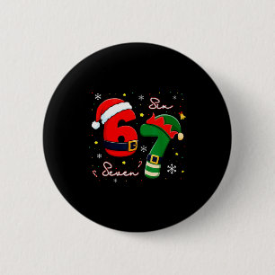 Six Seven 6 7 Meme Gen Alpha Slang Christmas Santa 6 Cm Round Badge