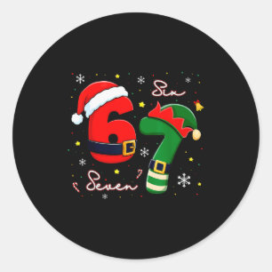 Six Seven 6 7 Meme Gen Alpha Slang Christmas Santa Classic Round Sticker