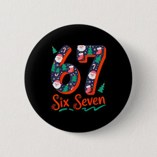 Six Seven 6 7 Meme Humor Santa Elf 67 Christmas Pa Cm Round Badge