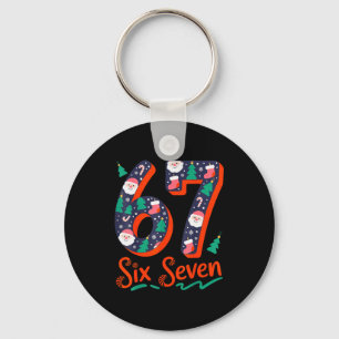 Six Seven 6 7 Meme Humor Santa Elf 67 Christmas Pa Key Ring