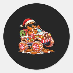 Six Seven 6 7 Monster Truck Gingerbread Man Christ Classic Round Sticker