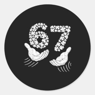 Six seven 6 7 shamrock hand st patricks day saint classic round sticker
