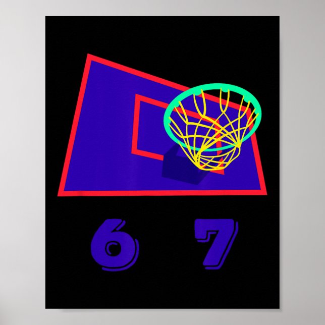 Six Seven 6 7 Sketll Meme Hoop Design  Poster (Front)