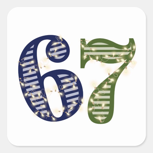 Six Seven 6 7 Trend Blue & Green Modern Square Sticker (Front)