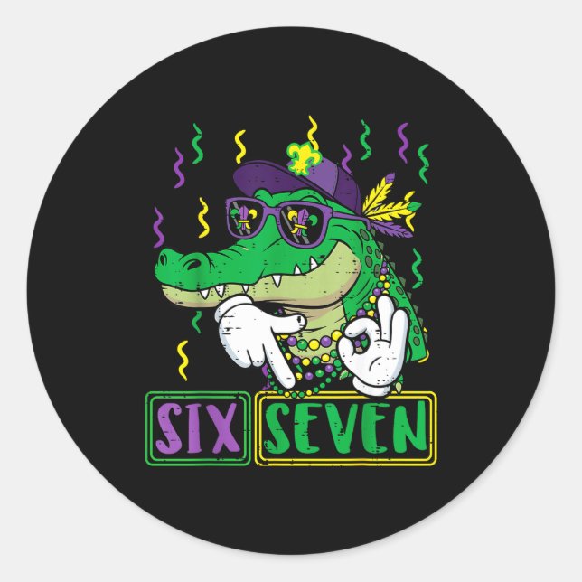 Six Seven Alligator 6 7 Classic Round Sticker (Front)
