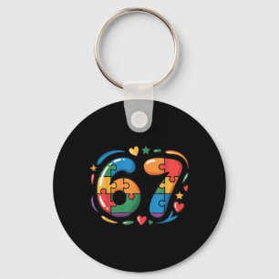 Six Seven Autism Awareness 67 Key Ring