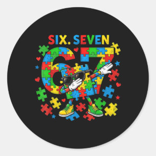 Six Seven Autism Awareness 67 Meme Autism Puzzle Classic Round Sticker