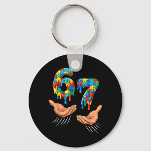 Six Seven Autism Awareness 67 Meme Autism Puzzle Key Ring
