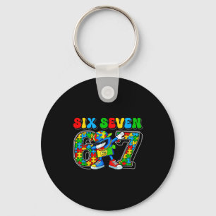 Six seven autism awareness 67 meme autism puzzle key ring