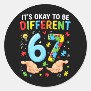 Six Seven Autism Awareness 67 Puzzle Men Women Classic Round Sticker