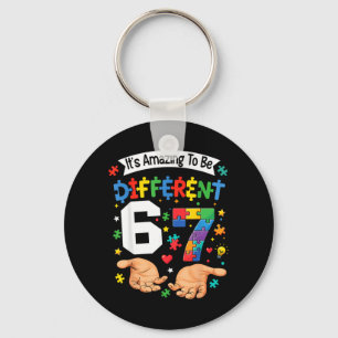 Six Seven Autism Awareness 6 7 Women Men Boys Kids Key Ring