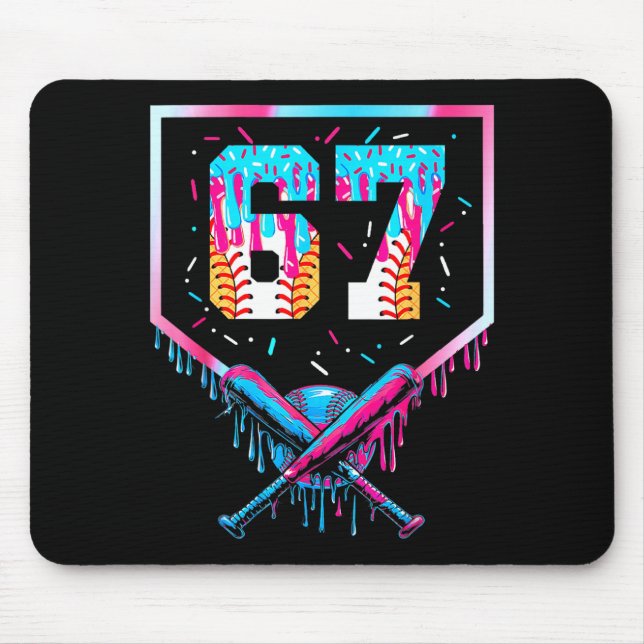 Six Seven Baseball Ice Cream Drip Cool 67 Gen Alph Mouse Pad (Front)