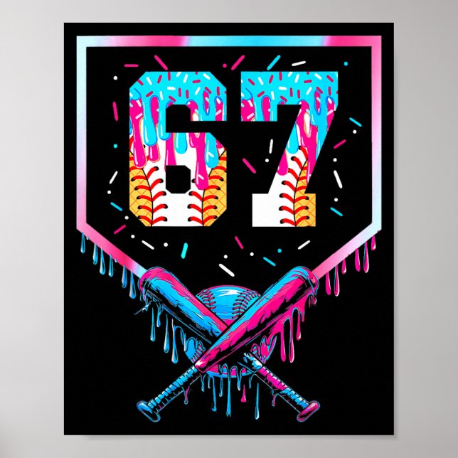 Six Seven Baseball Ice Cream Drip Cool 67 Gen Alph Poster (Front)