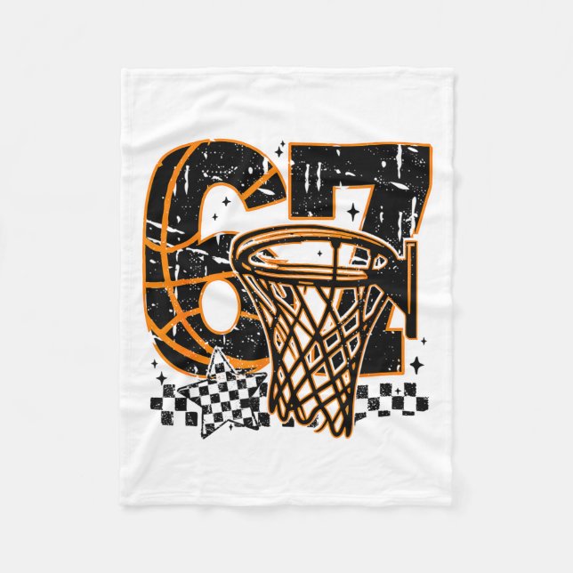 Six Seven Basketball, Funny 67 Basketball, Retro G Fleece Blanket (Front)