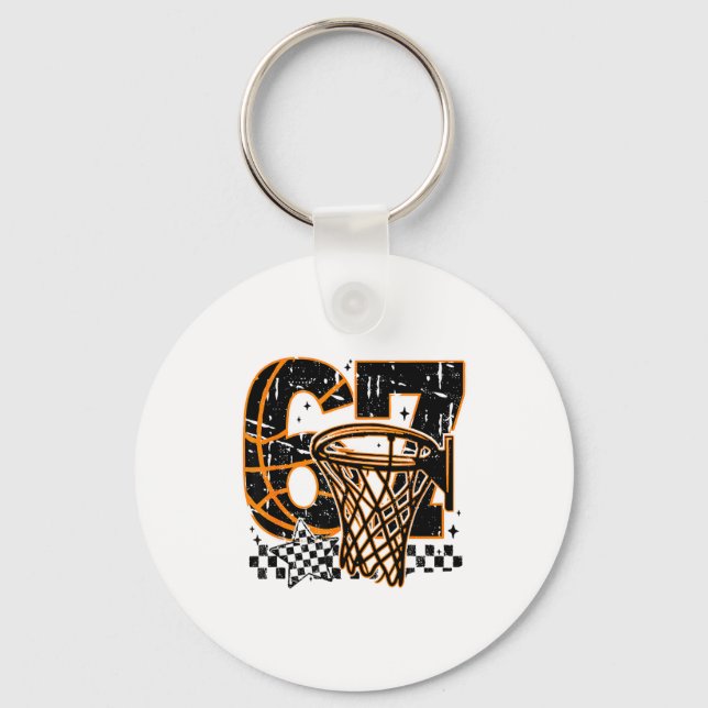 Six Seven Basketball, Funny 67 Basketball, Retro G Key Ring (Front)