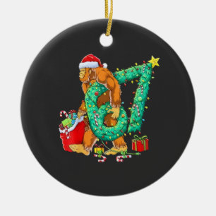 Six Seven Bigfoot 67 Sasquatch Meme Christmas Ceramic Ornament