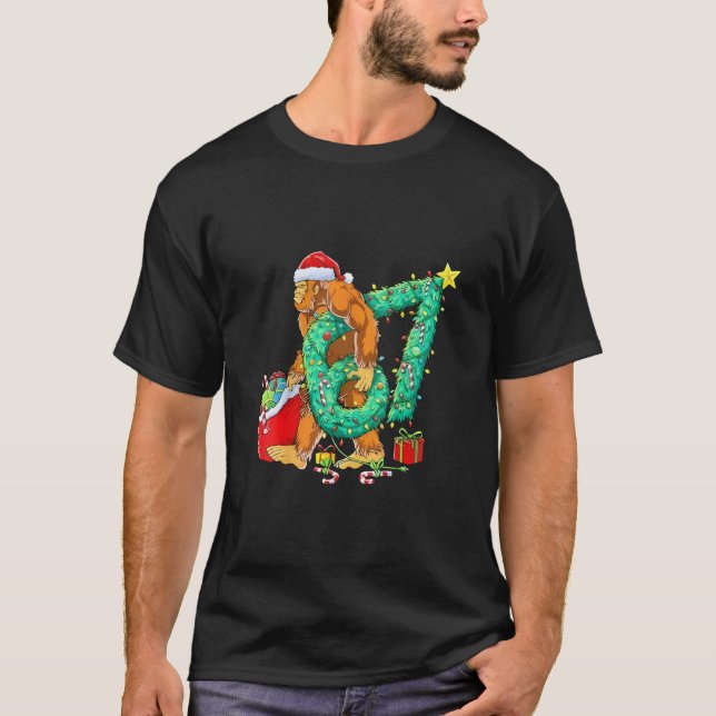 Six Seven Bigfoot 67 Sasquatch Meme Christmas T-Shirt (Front)