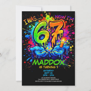 Six Seven Birthday Crafts Party Invitation,Graffit Invitation