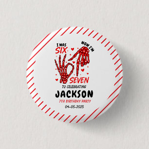 Six Seven Birthday Skeleton Hands Party 3 Cm Round Badge