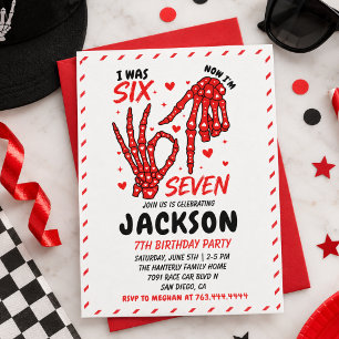 Six Seven Birthday Skeleton Hands Party Invitation
