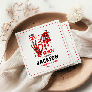 Six Seven Birthday Skeleton Hands Party Napkin