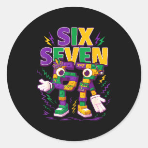 Six Seven Brainrot Italian Funny 67 Kids Mardi Gra Classic Round Sticker