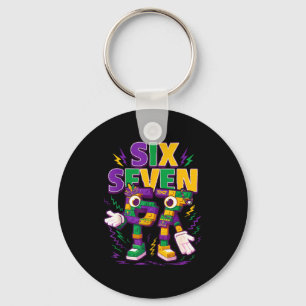 Six Seven Brainrot Italian Funny 67 Kids Mardi Gra Key Ring