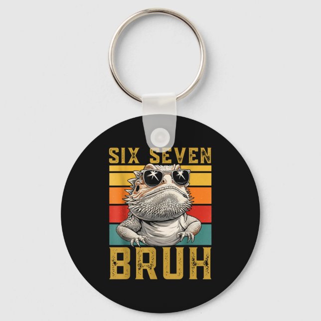 Six Seven Bruh 67 6 7 Meme Funny Sungles Bearded D Key Ring (Front)