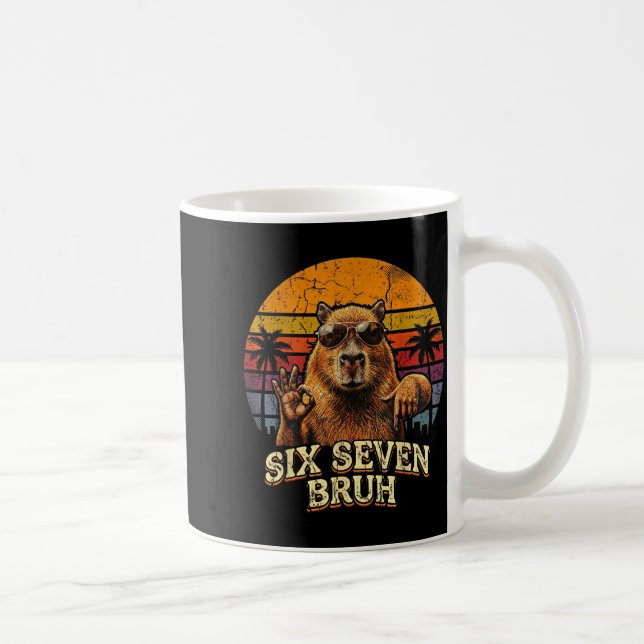 Six Seven Bruh 67 Capybara 6 7 Funny Meme Animal 6 Coffee Mug (Right)
