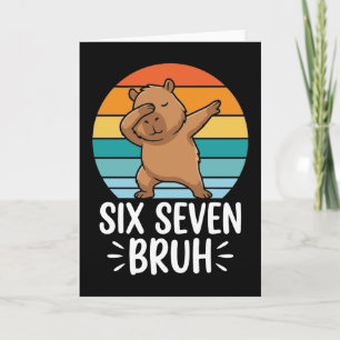 Six Seven Bruh 67 Capybara Funny Vintage Meme Card