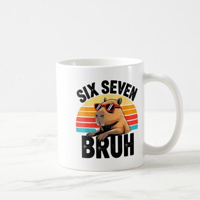 Six Seven Bruh 67 Meme Capybara  Coffee Mug (Right)
