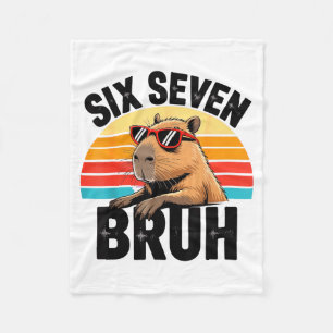 Six Seven Bruh 67 Meme Capybara  Fleece Blanket