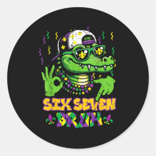 Six Seven Bruh Alligator 6 Classic Round Sticker