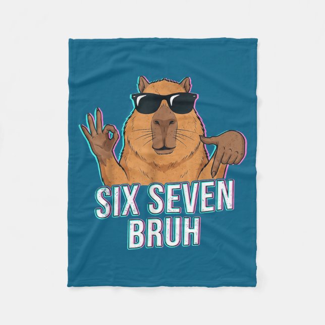 Six Seven Bruh Capybara 67 Boys Teens Kids Animals Fleece Blanket (Front)