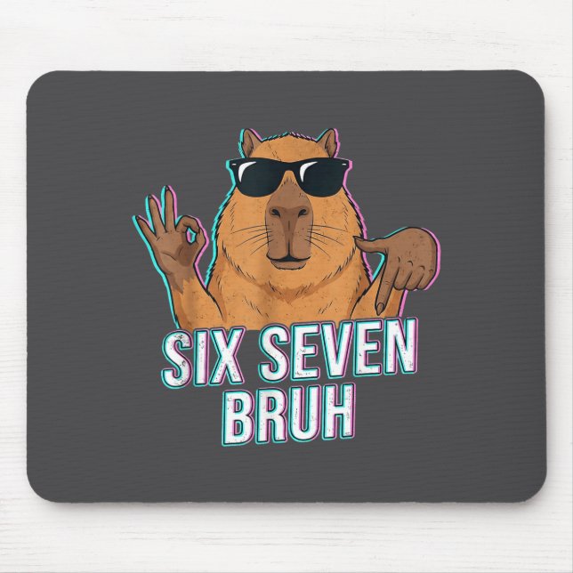Six Seven Bruh Capybara 67 Boys Teens Kids Animals Mouse Pad (Front)