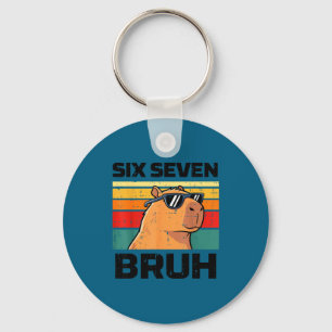 Six seven bruh capybara funny 67 6 7 meme kids boy key ring