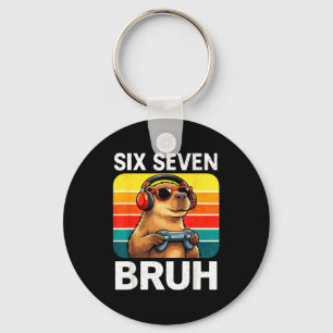 Six Seven Bruh Capybara Retro Vintage Funny 67 Mem Key Ring